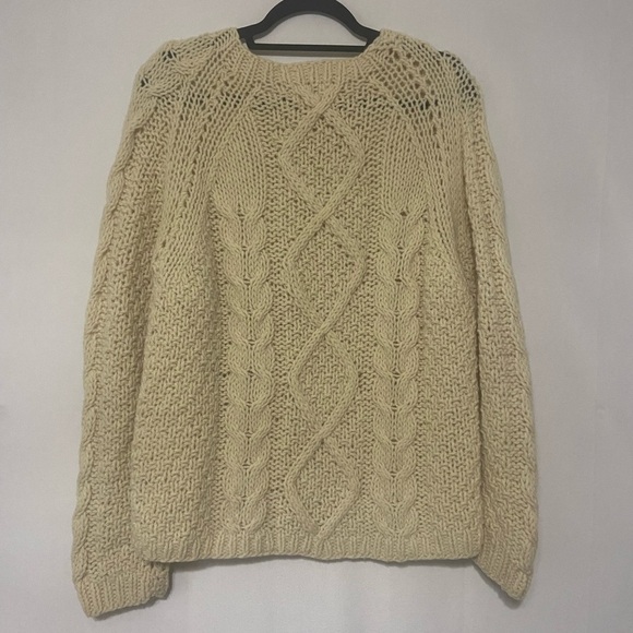 Blairmoor Original Italian vintage cream chunky cable knit sweater L - Picture 3 of 7